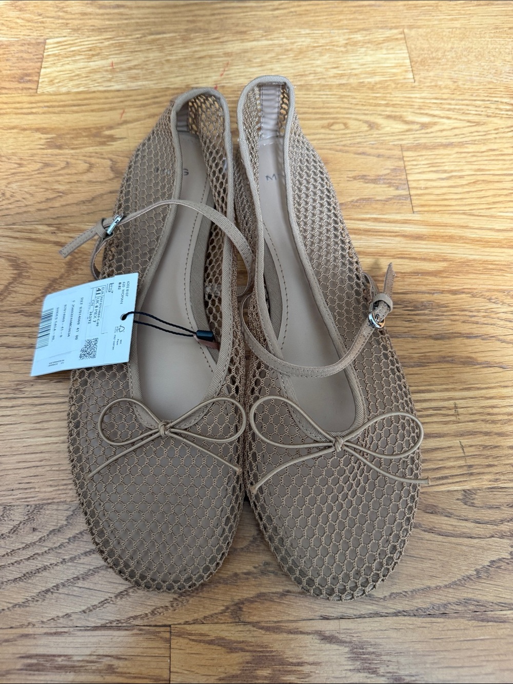 NWT Mango MNG Buckle Strap Fishnet Ballet Flat Size EU 41 / US 9.5 - Picture 10 of 10